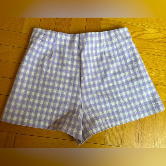 Zara - High Rise Shorts - size M - purple white gingham - Picture 3 of 5